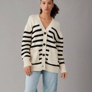American Eagle Outfitters AE Oversized Button-Front Long-Length Cardigan Sweate